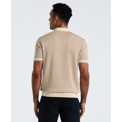 Original Penguin Geometric Jacquard 1/4 Zip Sweater Polo In Birch(Geometric Jacquard 1 4 Zip Sweater Polo Beige Opgf2509gp 252)