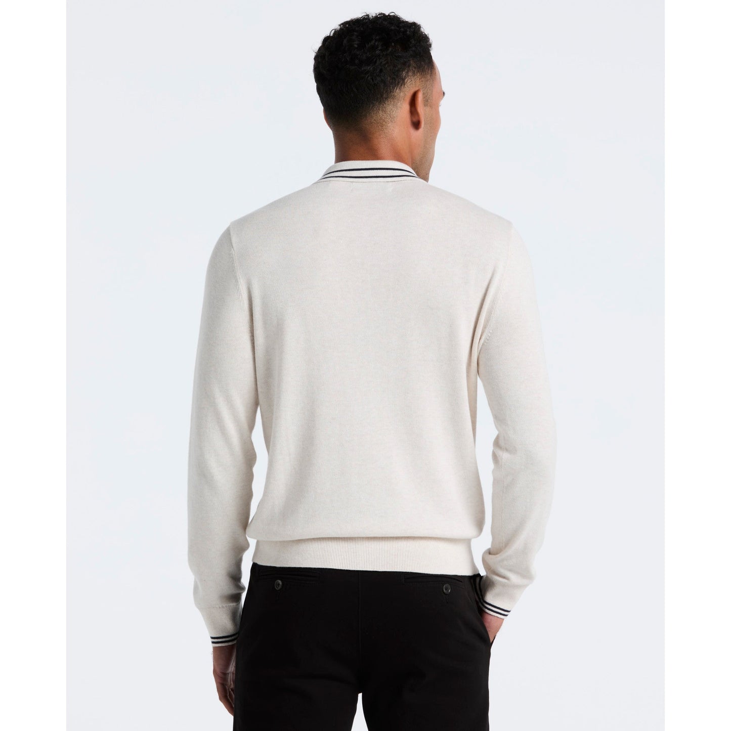 Original Penguin Tipped Quarter Zip Long Sleeve Sweater Polo In Birch Heather(Tipped Quarter Zip Long Sleeve Sweater Polo Beige Opgf2510gp 110)