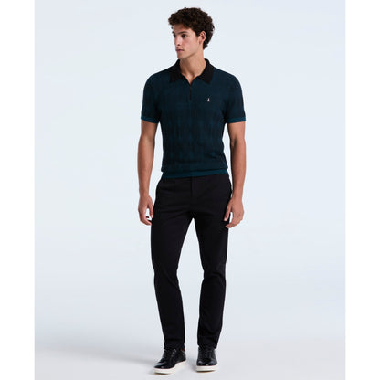 Original Penguin Icons Jacquard Quarter Zip Sweater Polo In Reflecting Pond(Icons Jacquard Quarter Zip Sweater Polo Blue Opgf2513gp 470)