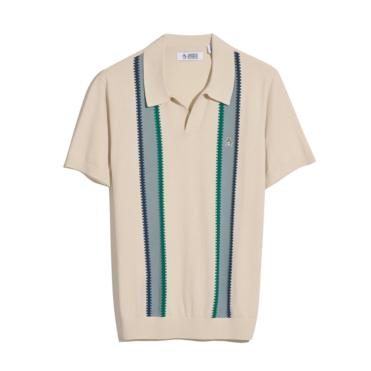 Original Penguin Vertical Stripe Sweater Polo Shirt In Birch(Vertical Stripe Sweater Polo Shirt Beige Opgm2505gp 252)