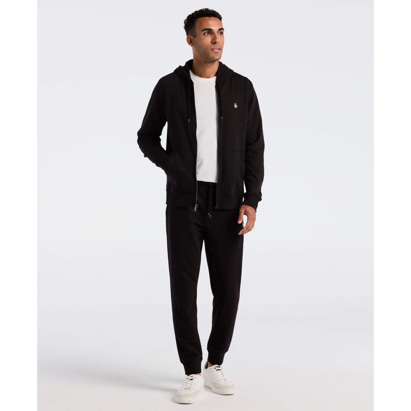 Original Penguin Sticker Pete Full Zip Hoodie In True Black(Sticker Pete Full Zip Hoodie Black Opkb0400gp 010)