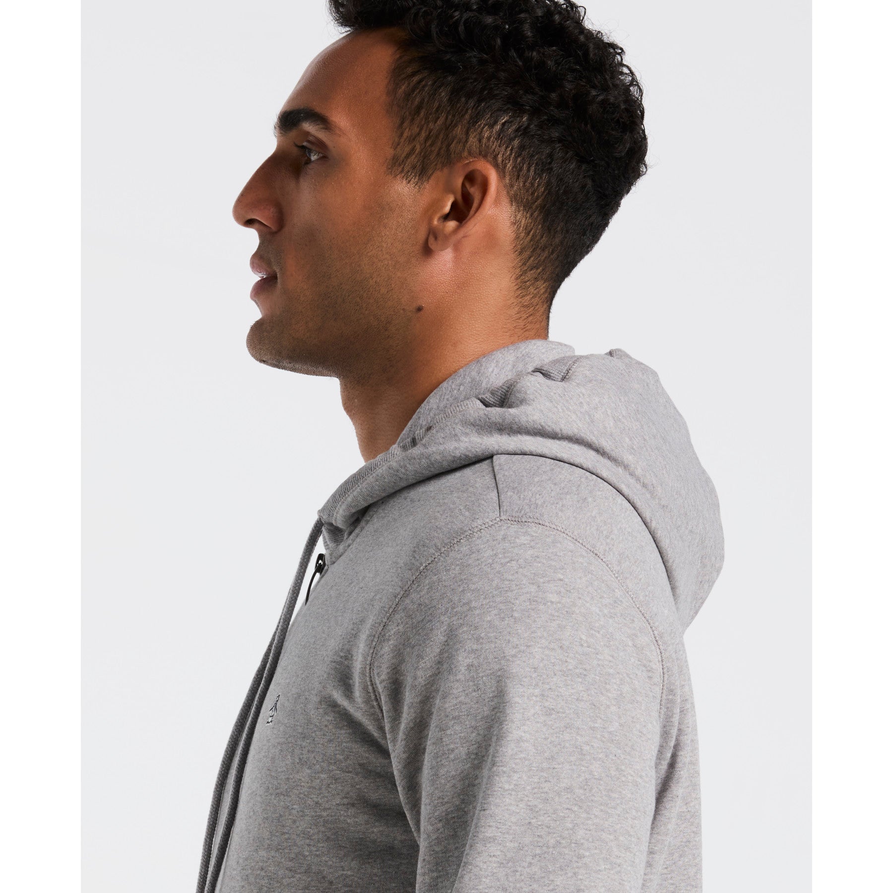 Original Penguin Sticker Pete Full Zip Hoodie In Rain Heather(Sticker Pete Full Zip Hoodie Grey Opkb0400gp 080)