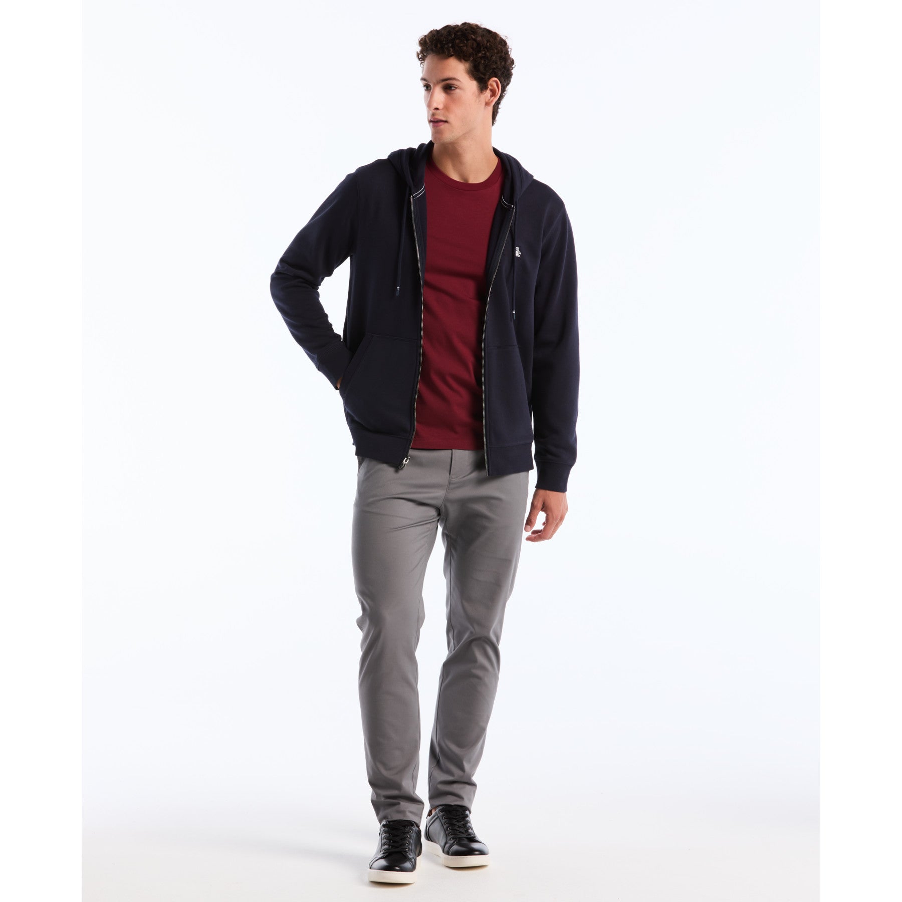 Original Penguin Sticker Pete Full Zip Hoodie In Dark Sapphire(Sticker Pete Full Zip Hoodie Blue Opkb0400gp 413)