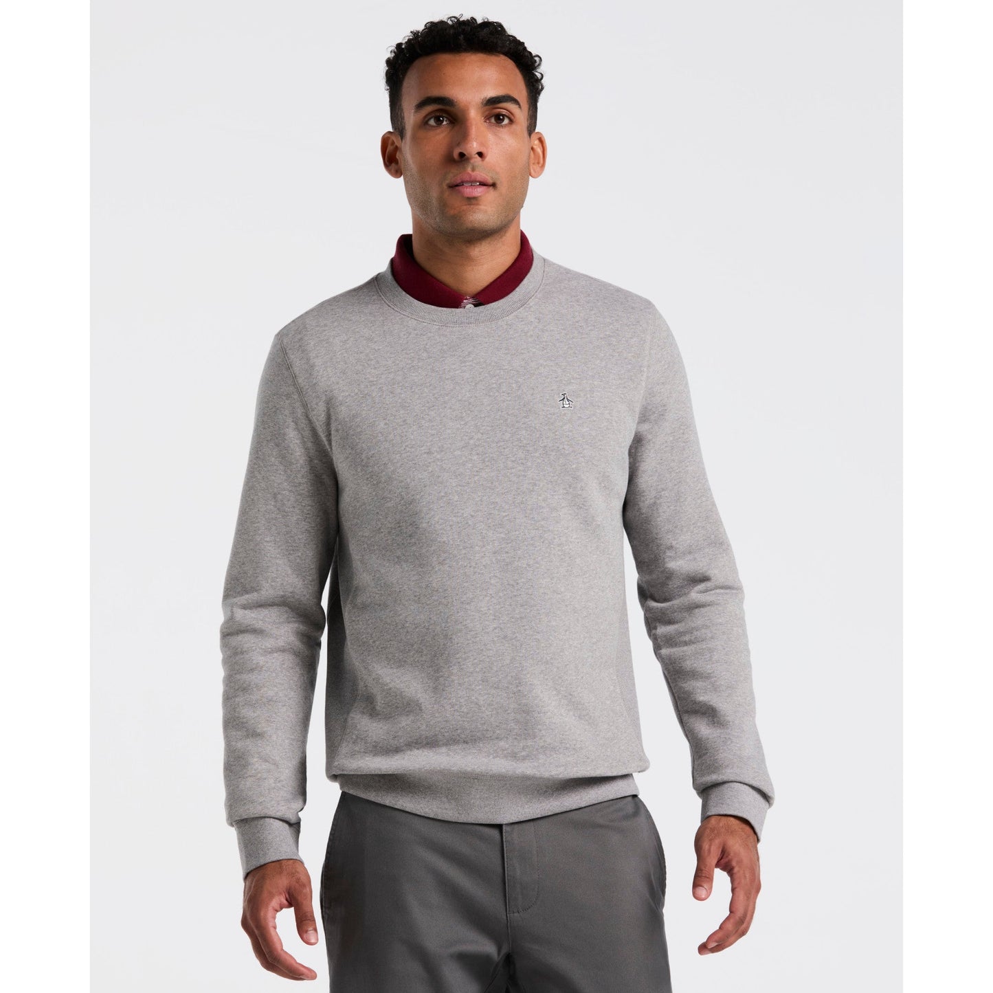 Original Penguin Sticker Pete Sweatshirt In Rain Heather(Sticker Pete Sweatshirt Grey Opkb0404gp 080)