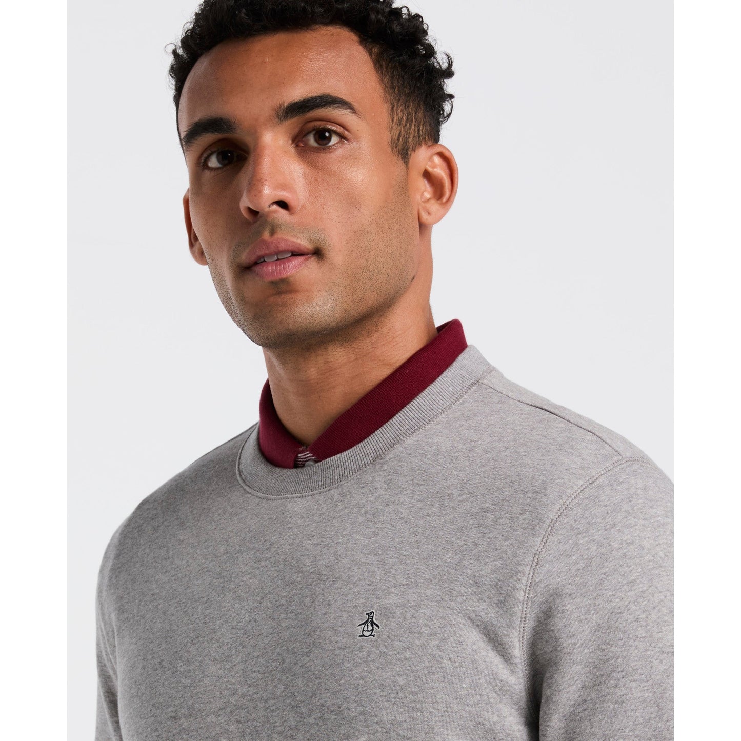 Original Penguin Sticker Pete Sweatshirt In Rain Heather(Sticker Pete Sweatshirt Grey Opkb0404gp 080)