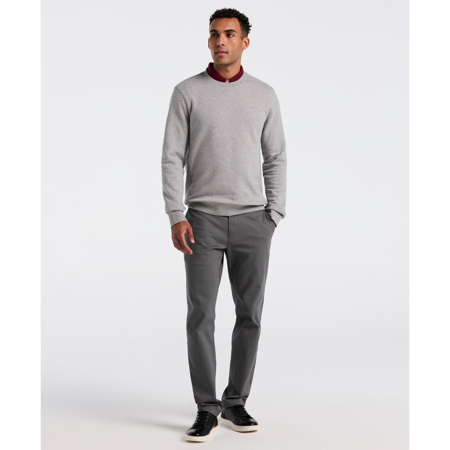 Original Penguin Sticker Pete Sweatshirt In Rain Heather(Sticker Pete Sweatshirt Grey Opkb0404gp 080)