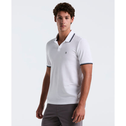Original Penguin Pique Sticker Pete Tipped Polo Shirt In Bright White(Pique Sticker Pete Tipped Polo Shirt White Opkb0720gp 118)