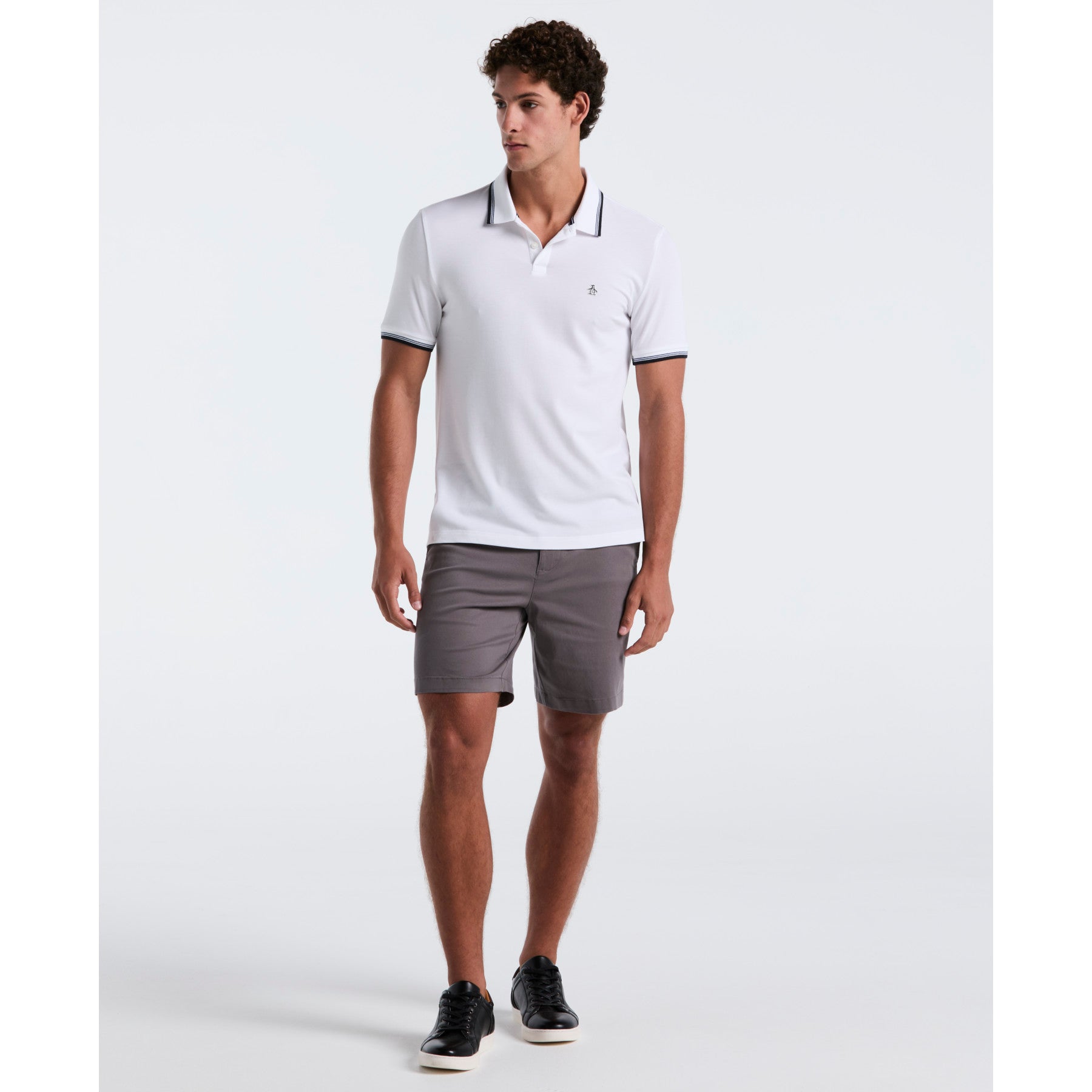 Original Penguin Pique Sticker Pete Tipped Polo Shirt In Bright White(Pique Sticker Pete Tipped Polo Shirt White Opkb0720gp 118)