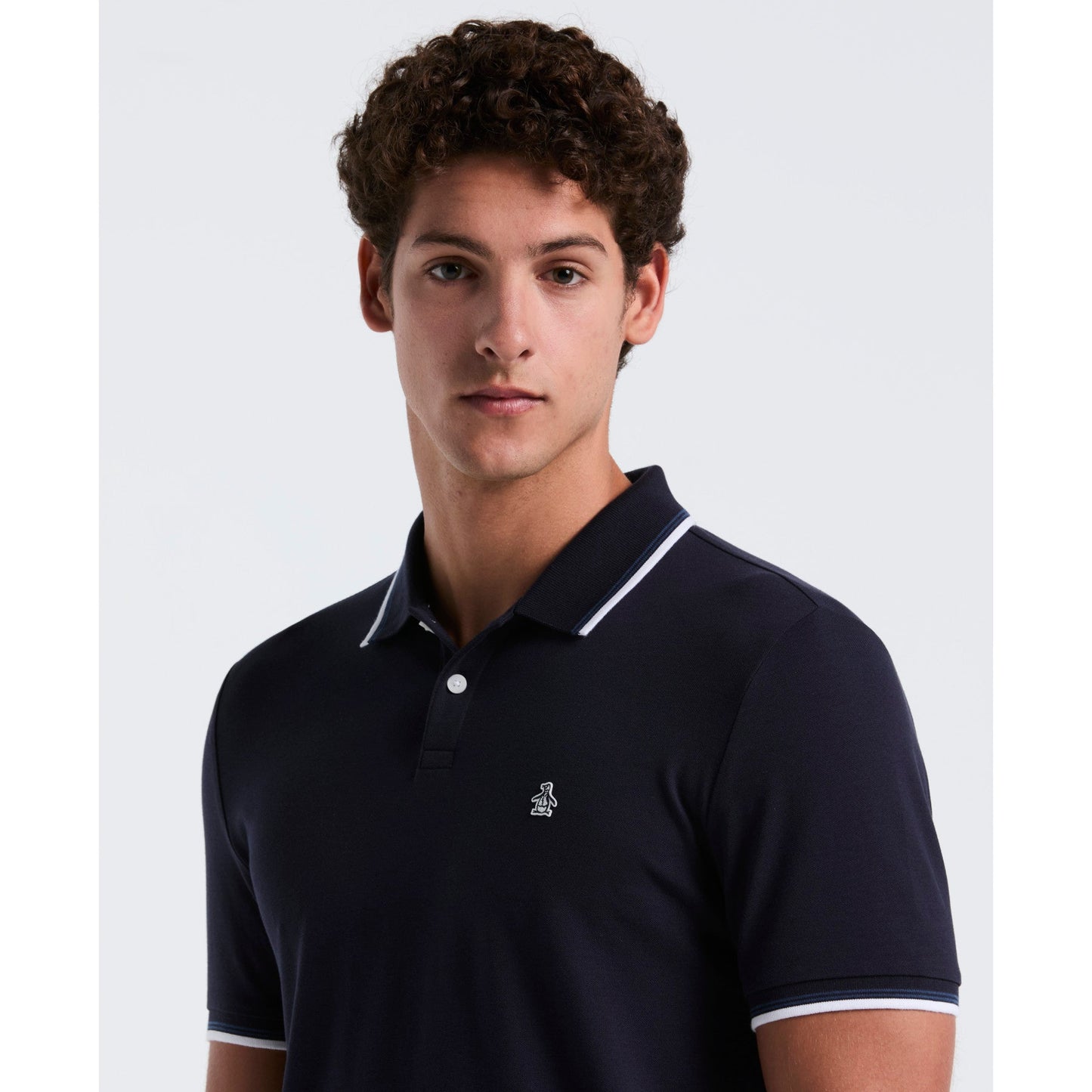 Original Penguin Pique Sticker Pete Tipped Polo Shirt In Dark Sapphire(Pique Sticker Pete Tipped Polo Shirt Blue Opkb0720gp 413)