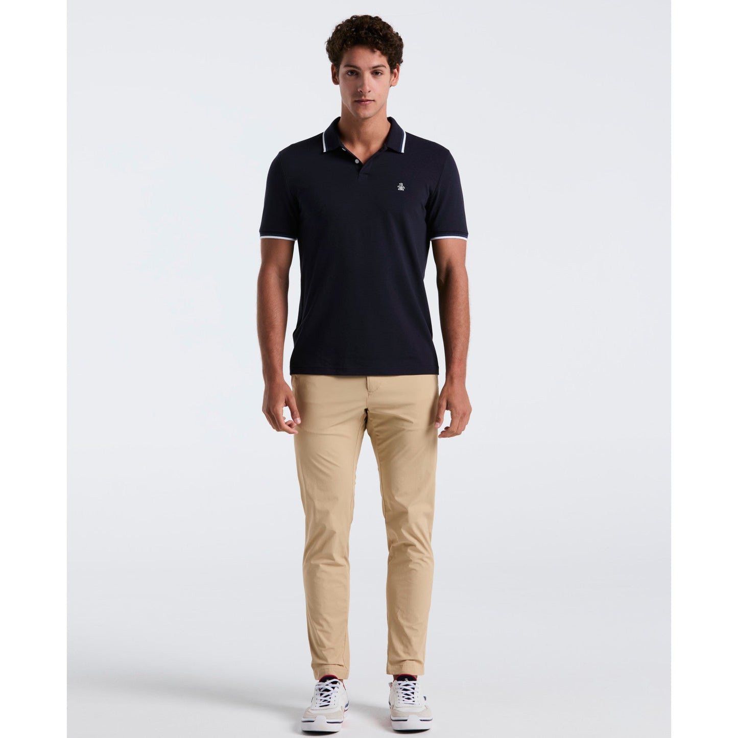 Original Penguin Pique Sticker Pete Tipped Polo Shirt In Dark Sapphire(Pique Sticker Pete Tipped Polo Shirt Blue Opkb0720gp 413)