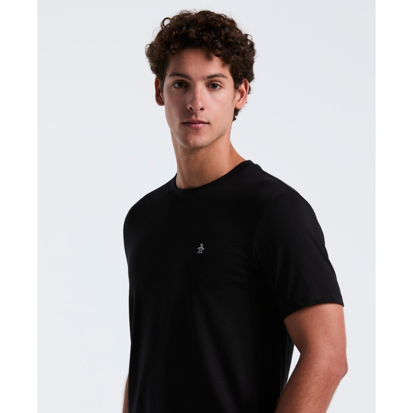 Original Penguin Pin Point Embroidered Logo Organic Cotton T-Shirt In True Black(Pin Point Embroidered Logo Organic Cotton T Shirt Black Opkb0903gp 010)