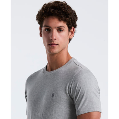 Original Penguin Pin Point Embroidered Logo Organic Cotton T-Shirt In Rain Heather(Pin Point Embroidered Logo Organic Cotton T Shirt Grey Opkb0903gp 080)