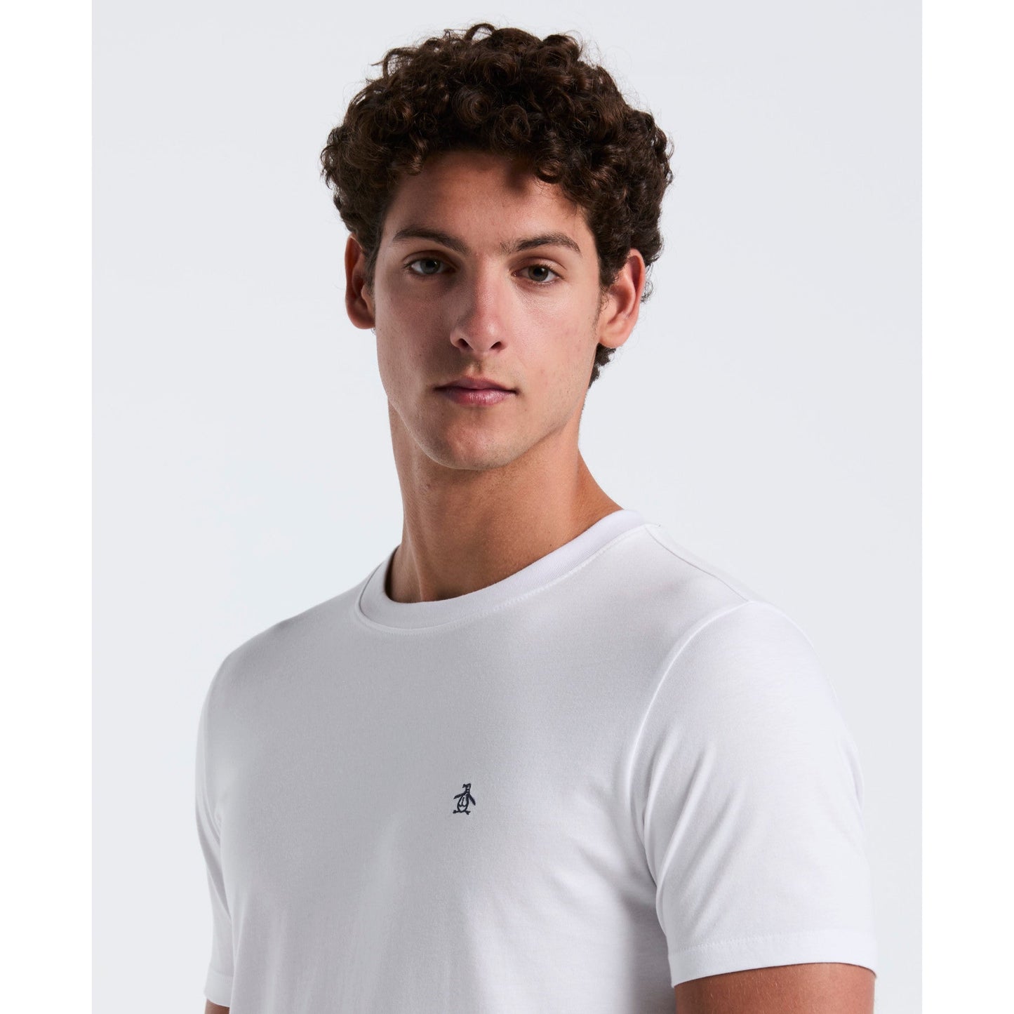 Original Penguin Pin Point Embroidered Logo Organic Cotton T-Shirt In Bright White(Pin Point Embroidered Logo Organic Cotton T Shirt White Opkb0903gp 118)