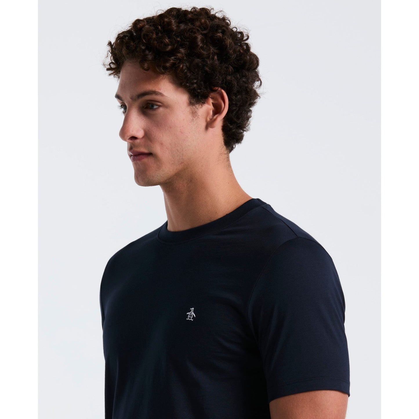 Original Penguin Pin Point Embroidered Logo Organic Cotton T-Shirt In Dark Sapphire(Pin Point Embroidered Logo Organic Cotton T Shirt Blue Opkb0903gp 413)