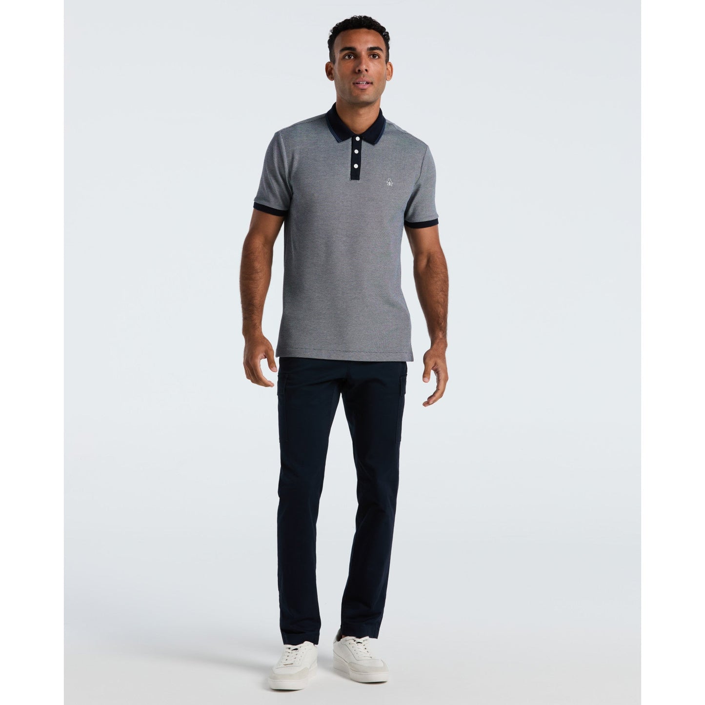 Original Penguin Tricolour Pique Polo Shirt In Dark Sapphire(Tricolour Pique Polo Shirt Blue Opkf2501gp 413)