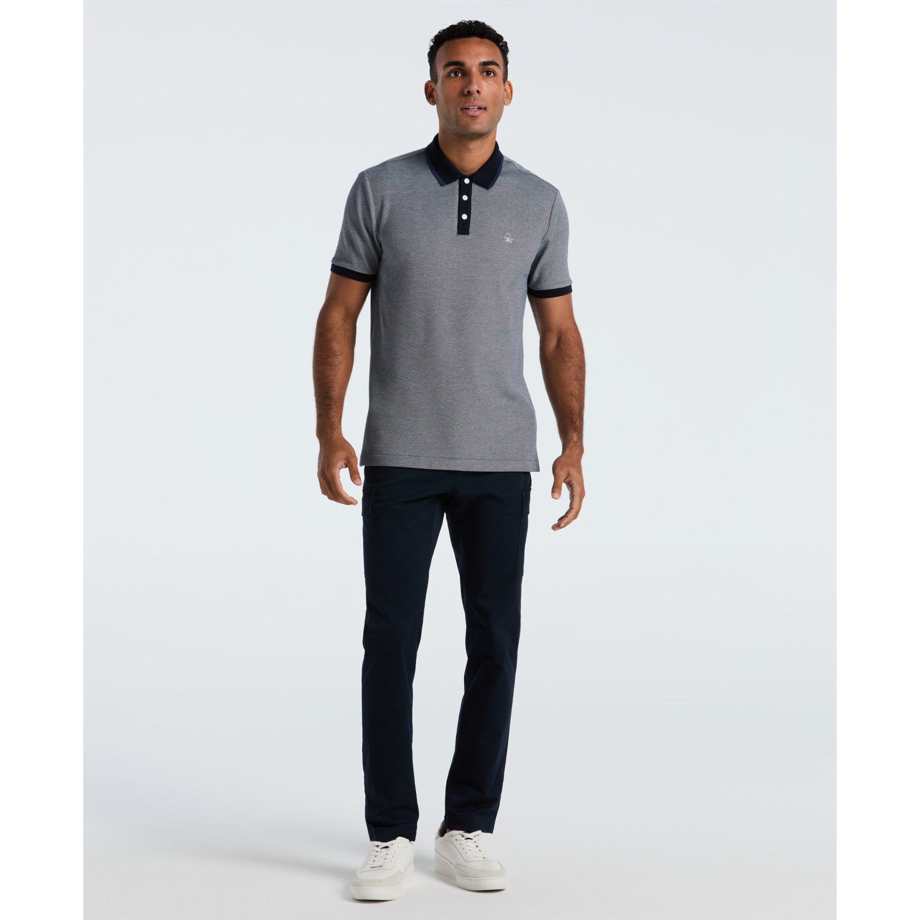 Original Penguin Tricolour Pique Polo Shirt In Dark Sapphire(Tricolour Pique Polo Shirt Blue Opkf2501gp 413)
