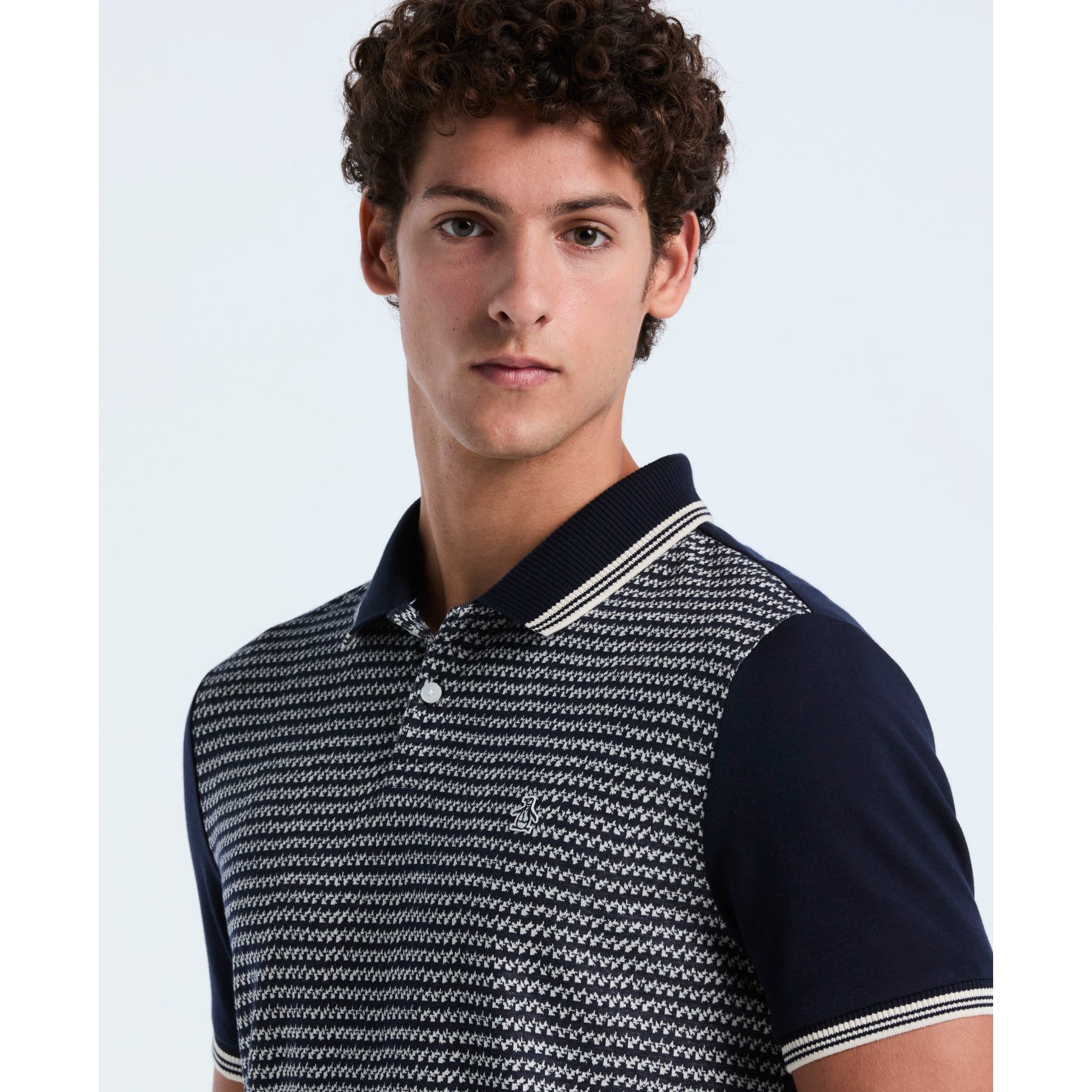 Original Penguin Mini Jacquard Polo Shirt In Dark Sapphire(Mini Jacquard Polo Shirt Blue Opkf2503gp 413)