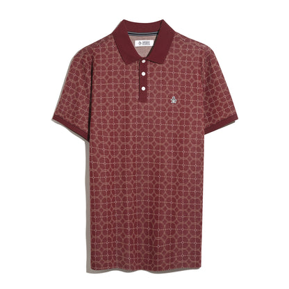 Original Penguin Geometric Jacquard Polo Shirt In Cabernet(Geometric Jacquard Polo Shirt Red Opkf2507gp 605)