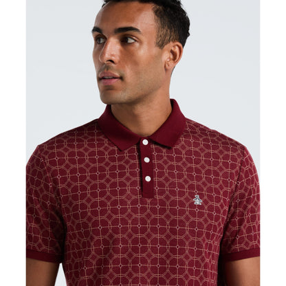 Original Penguin Geometric Jacquard Polo Shirt In Cabernet(Geometric Jacquard Polo Shirt Red Opkf2507gp 605)
