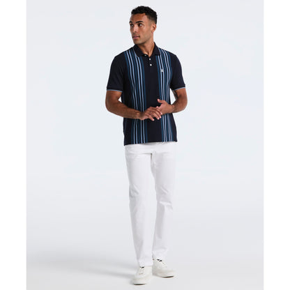 Original Penguin Interlock Vertical Stripe Polo Shirt In Dark Sapphire(Interlock Vertical Stripe Polo Shirt Blue Opkf2508gp 413)