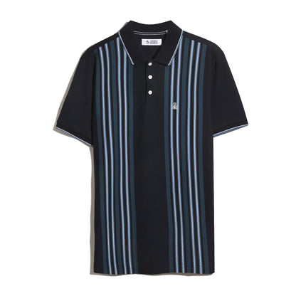 Original Penguin Interlock Vertical Stripe Polo Shirt In Dark Sapphire(Interlock Vertical Stripe Polo Shirt Blue Opkf2508gp 413)
