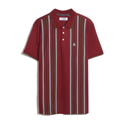 Original Penguin Interlock Vertical Stripe Polo Shirt In Cabernet(Interlock Vertical Stripe Polo Shirt Red Opkf2508gp 605)