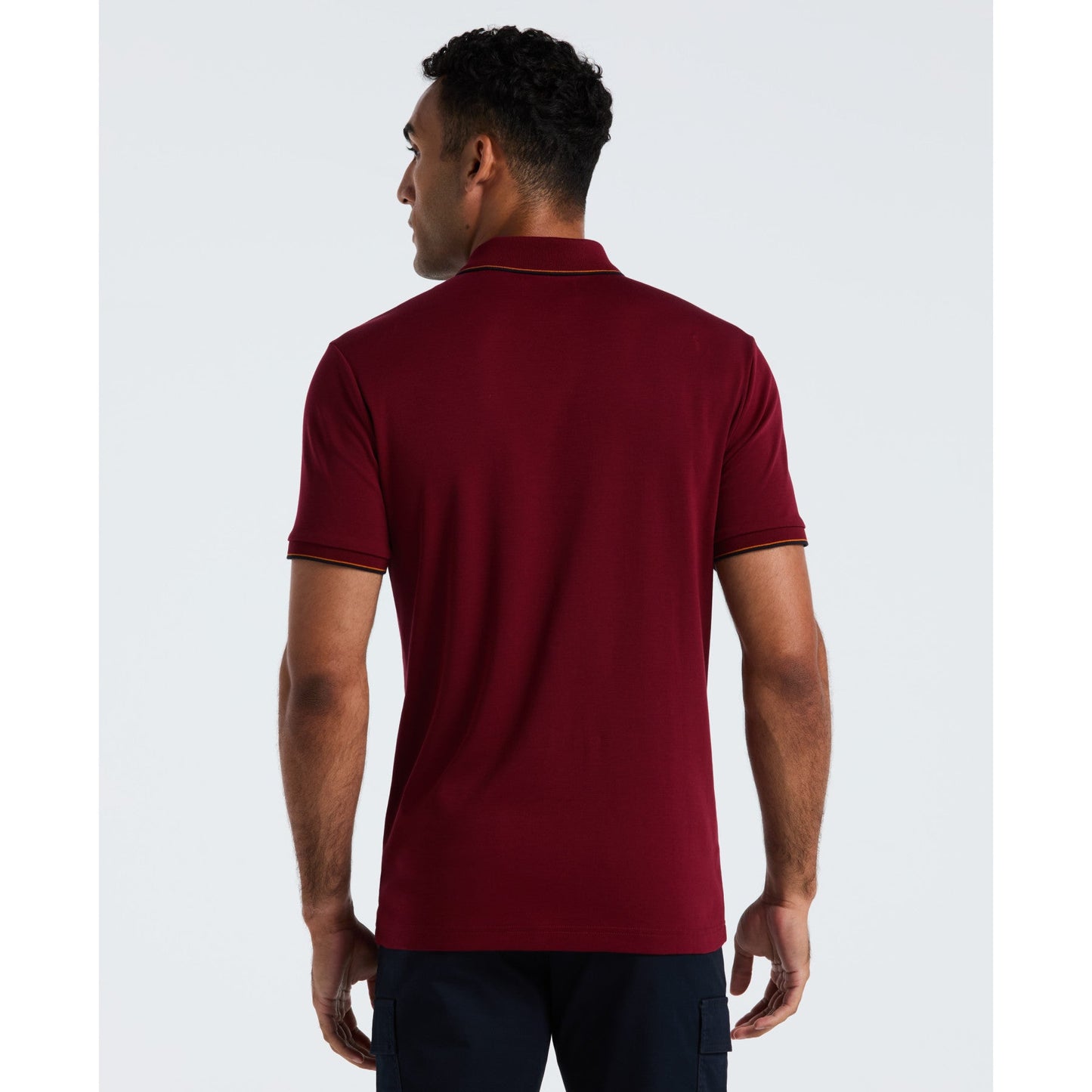 Original Penguin Interlock Vertical Stripe Polo Shirt In Cabernet(Interlock Vertical Stripe Polo Shirt Red Opkf2508gp 605)