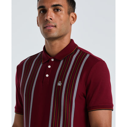 Original Penguin Interlock Vertical Stripe Polo Shirt In Cabernet(Interlock Vertical Stripe Polo Shirt Red Opkf2508gp 605)