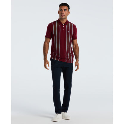 Original Penguin Interlock Vertical Stripe Polo Shirt In Cabernet(Interlock Vertical Stripe Polo Shirt Red Opkf2508gp 605)