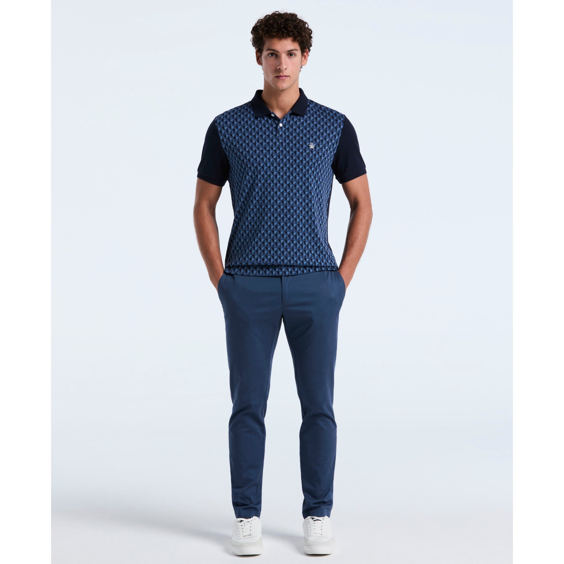 Original Penguin Martini Print Polo Shirt In Dark Sapphire(Martini Print Polo Shirt Blue Opkf2512gp 413)