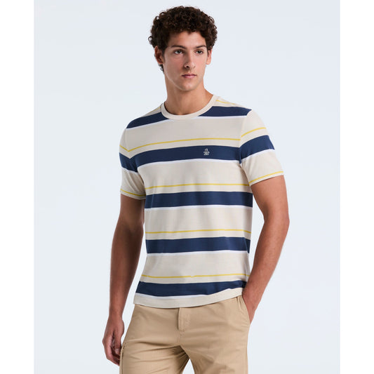 Original Penguin Pique Engineered Stripe T-Shirt In Birch(Pique Engineered Stripe T Shirt Beige Opkf2518gp 252)