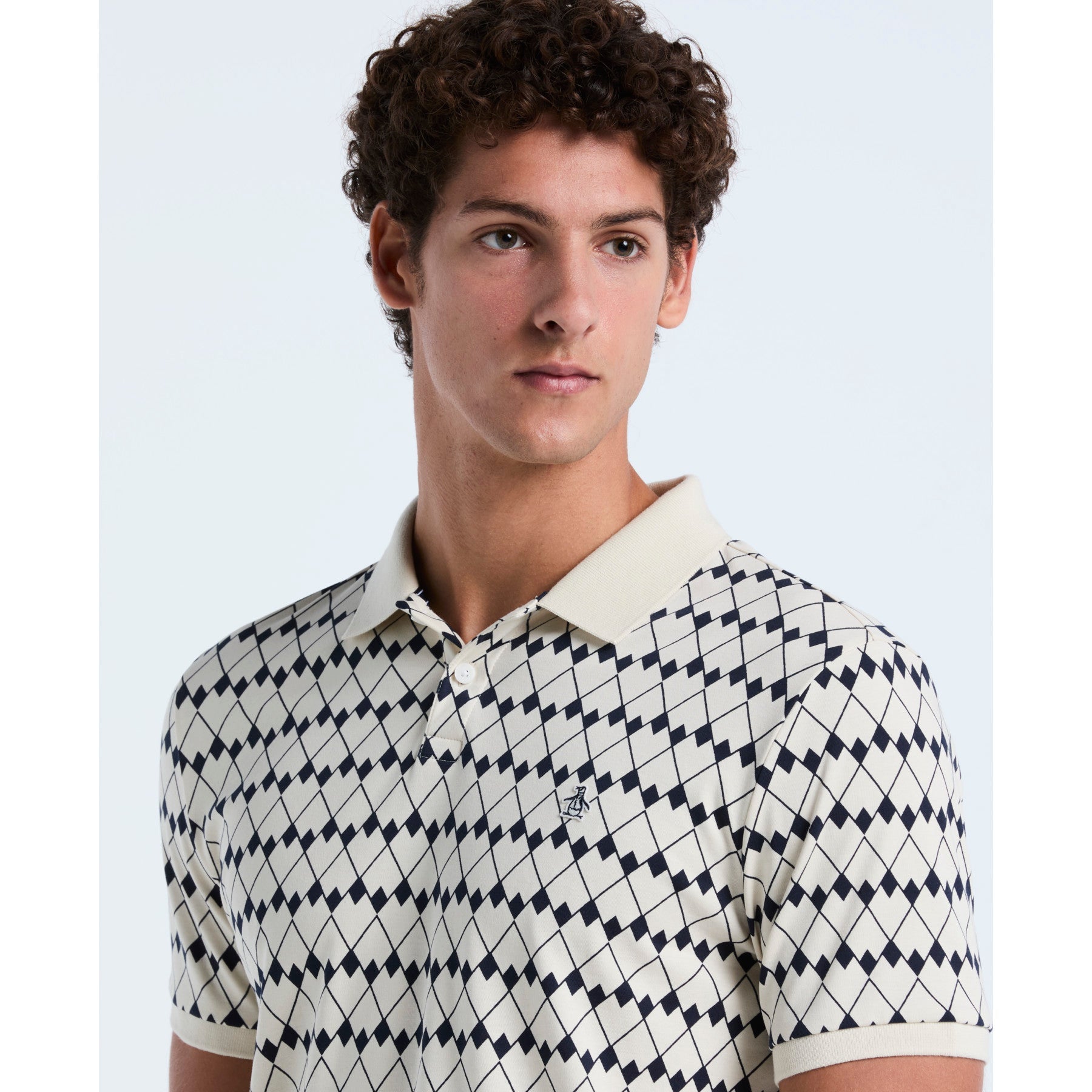 Original Penguin Flags Print Polo Shirt In Birch(Flags Print Polo Shirt Beige Opkf2520gp 252)