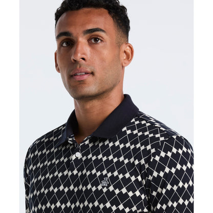 Original Penguin Flags Print Polo Shirt In Dark Sapphire(Flags Print Polo Shirt Blue Opkf2520gp 413)