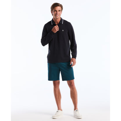 Original Penguin Sticker Pete Tipped Long Sleeve Polo Shirt In Dark Sapphire(Sticker Pete Tipped Long Sleeve Polo Shirt Blue Opkf2522gp 413)