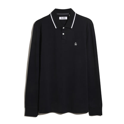 Original Penguin Sticker Pete Tipped Long Sleeve Polo Shirt In Dark Sapphire(Sticker Pete Tipped Long Sleeve Polo Shirt Blue Opkf2522gp 413)