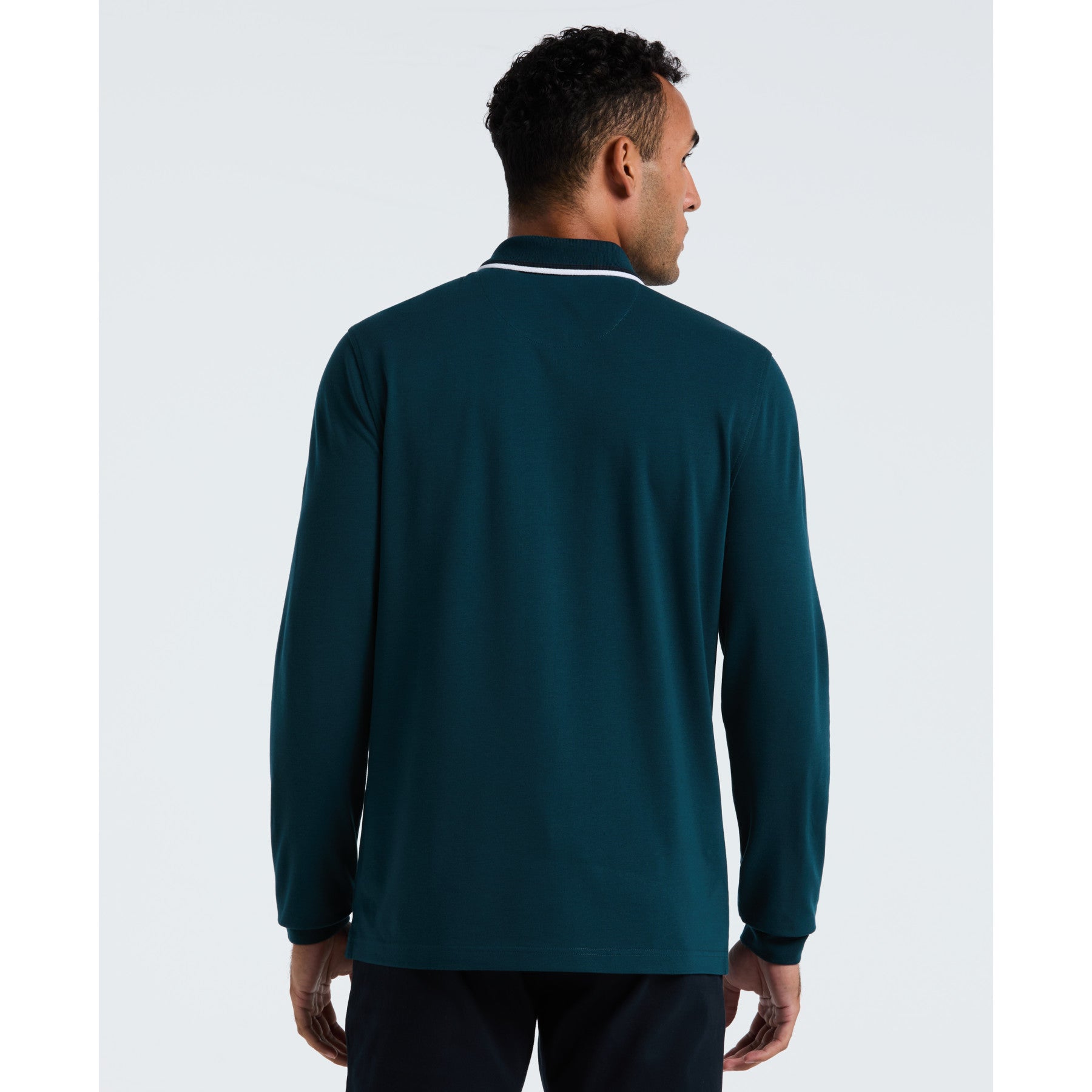 Original Penguin Sticker Pete Tipped Long Sleeve Polo Shirt In Reflecting Pond(Sticker Pete Tipped Long Sleeve Polo Shirt Blue Opkf2522gp 470)