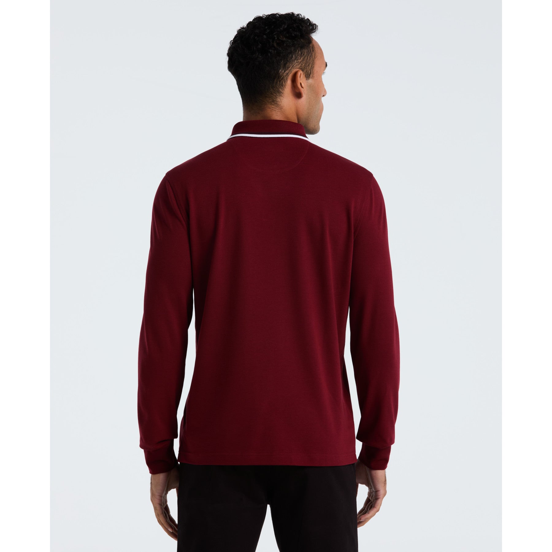 Original Penguin Sticker Pete Tipped Long Sleeve Polo Shirt In Cabernet(Sticker Pete Tipped Long Sleeve Polo Shirt Red Opkf2522gp 605)