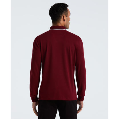 Original Penguin Sticker Pete Tipped Long Sleeve Polo Shirt In Cabernet(Sticker Pete Tipped Long Sleeve Polo Shirt Red Opkf2522gp 605)