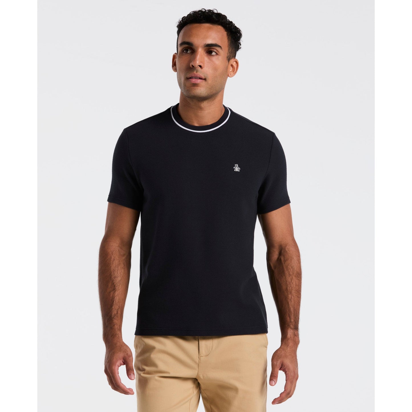 Original Penguin Textured Ringer T-Shirt In Dark Sapphire(Textured Ringer T Shirt Blue Opkf2523gp 413)