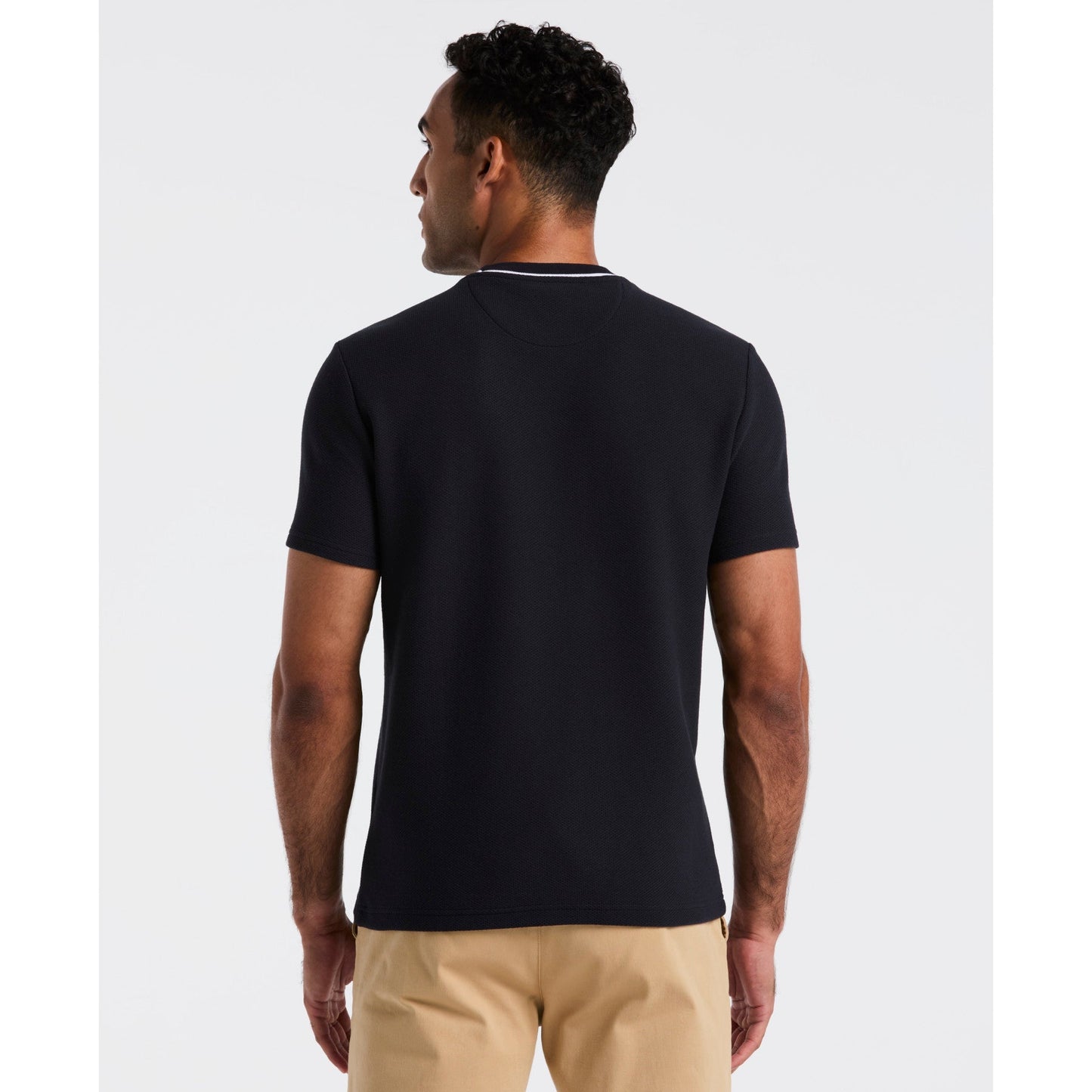 Original Penguin Textured Ringer T-Shirt In Dark Sapphire(Textured Ringer T Shirt Blue Opkf2523gp 413)