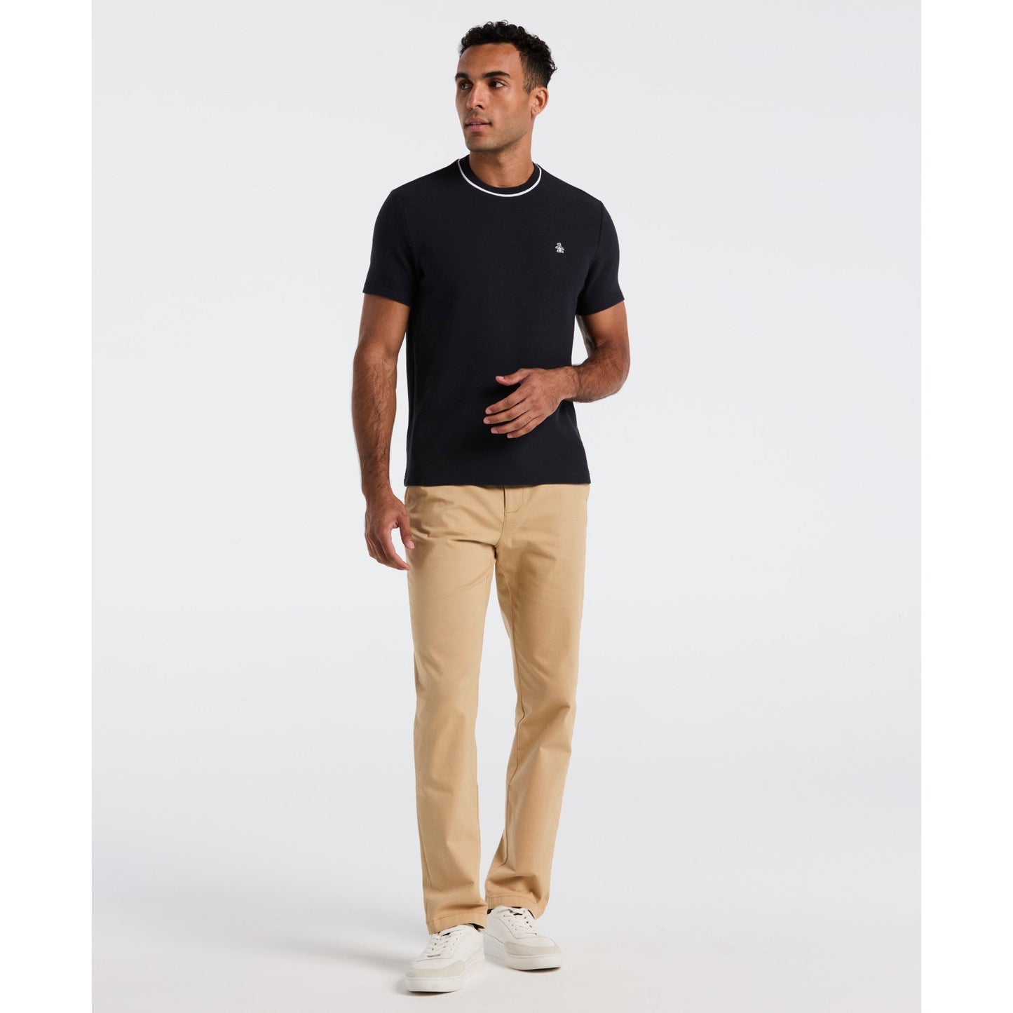 Original Penguin Textured Ringer T-Shirt In Dark Sapphire(Textured Ringer T Shirt Blue Opkf2523gp 413)