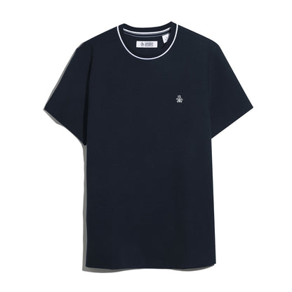 Original Penguin Textured Ringer T-Shirt In Dark Sapphire(Textured Ringer T Shirt Blue Opkf2523gp 413)