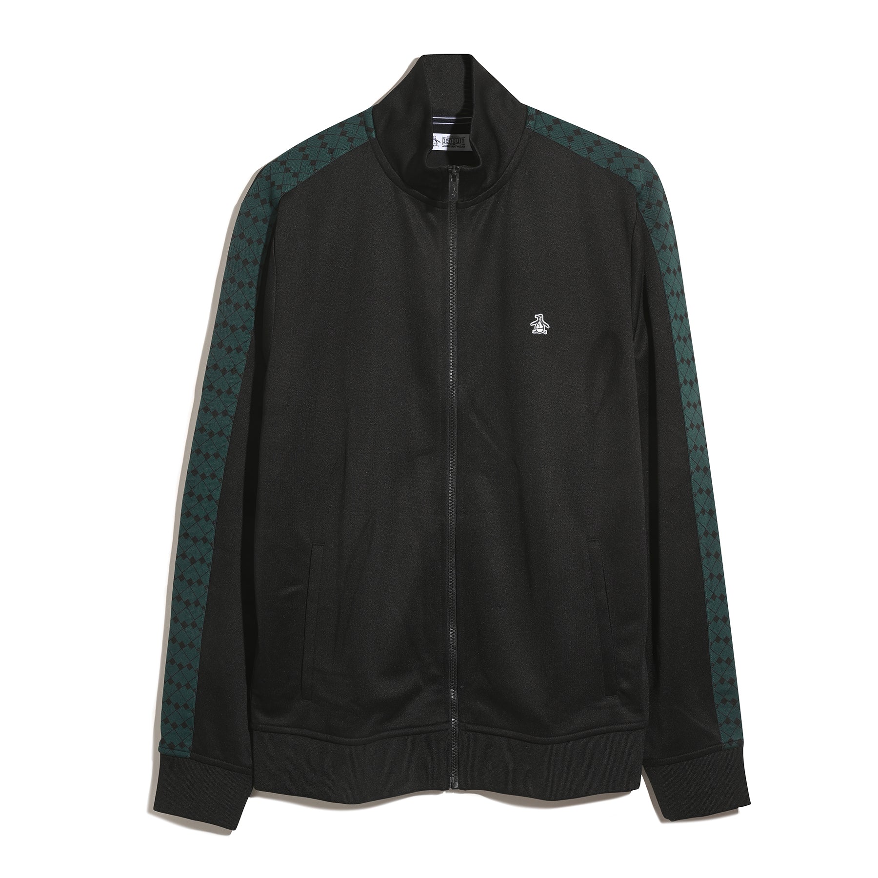 Original Penguin Double Knit Track Jacket In True Black(Double Knit Track Jacket Black Opkf2524gp 010)