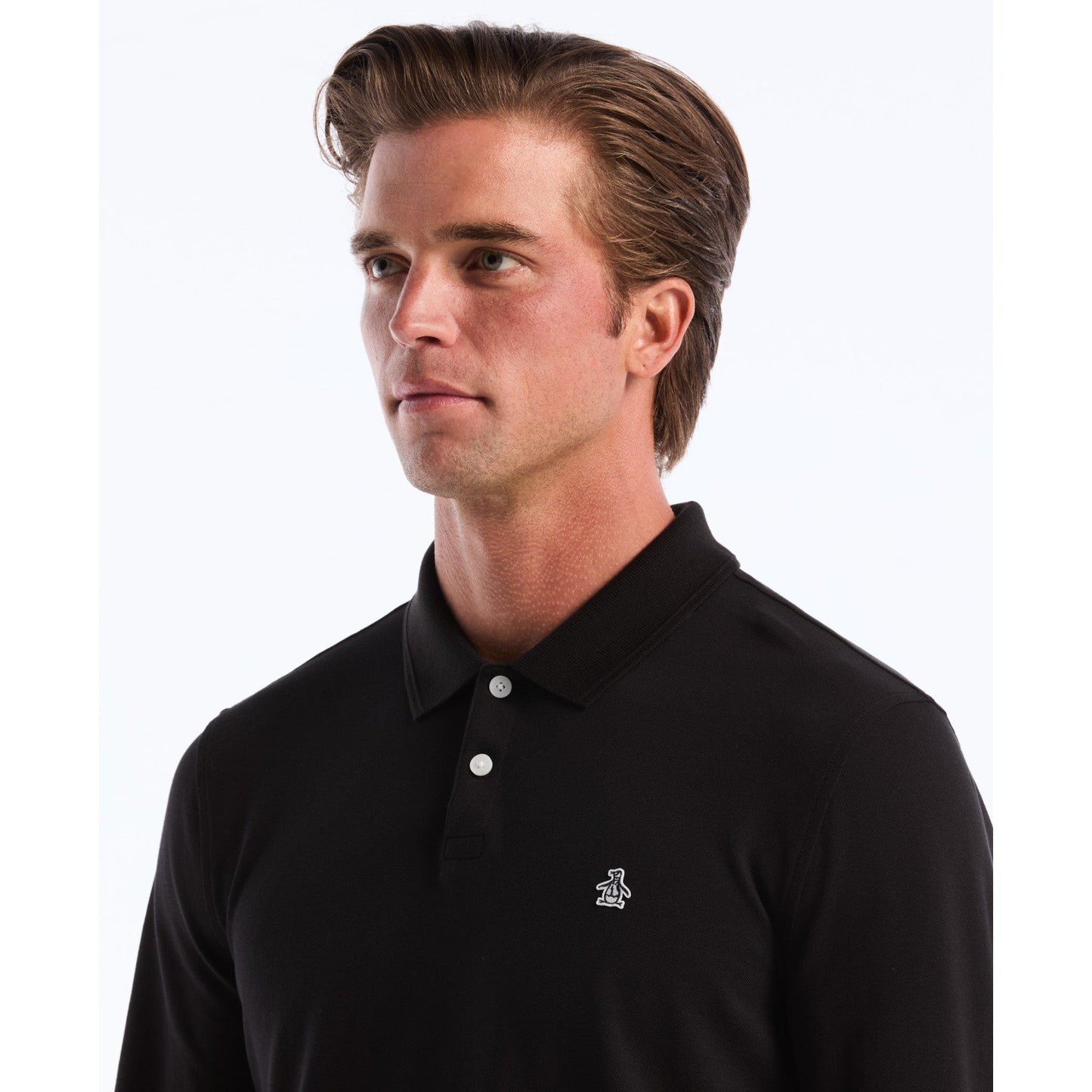 Original Penguin Pique Long Sleeve Polo Shirt In True Black(Pique Long Sleeve Polo Shirt Black Opkf2526gp 010)