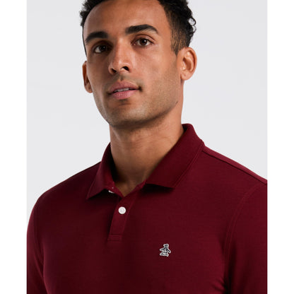 Original Penguin Pique Long Sleeve Polo Shirt In Cabernet(Pique Long Sleeve Polo Shirt Red Opkf2526gp 605)