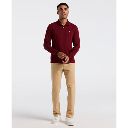 Original Penguin Pique Long Sleeve Polo Shirt In Cabernet(Pique Long Sleeve Polo Shirt Red Opkf2526gp 605)