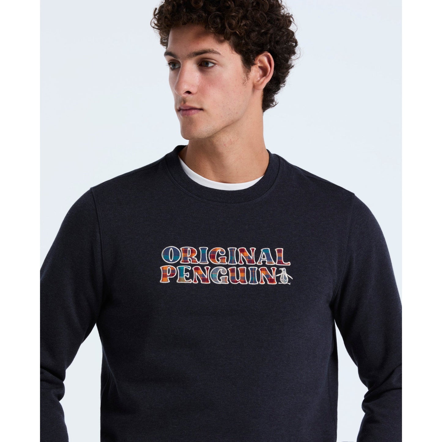 Original Penguin Plaid Logo Graphic Sweatshirt In Sapphire Heather(Plaid Logo Graphic Sweatshirt Blue Opkf2560gp 478)