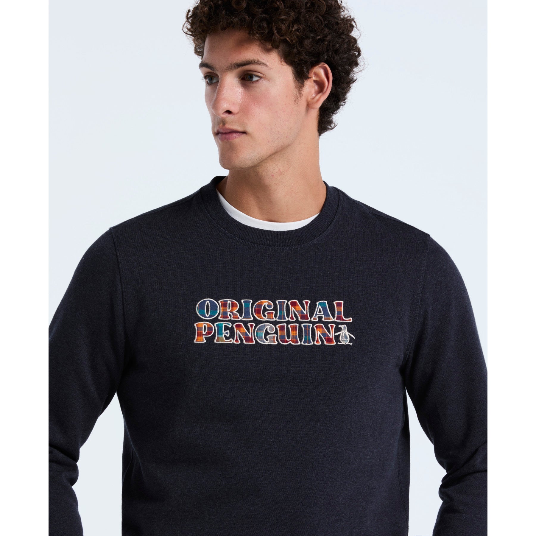 Original Penguin Plaid Logo Graphic Sweatshirt In Sapphire Heather(Plaid Logo Graphic Sweatshirt Blue Opkf2560gp 478)