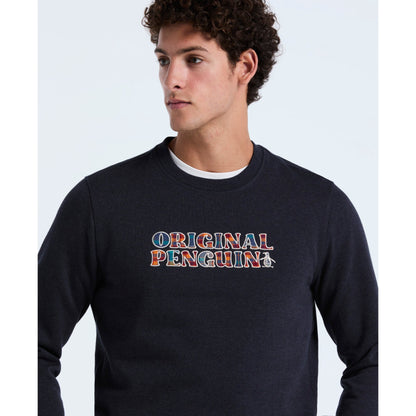 Original Penguin Plaid Logo Graphic Sweatshirt In Sapphire Heather(Plaid Logo Graphic Sweatshirt Blue Opkf2560gp 478)
