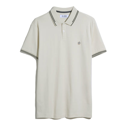 Original Penguin Icons Tipped Polo Shirt In Birch(Organic Cotton Tv Pete Short Sleeve Polo Shirt Beige Opkf3808gp 252)